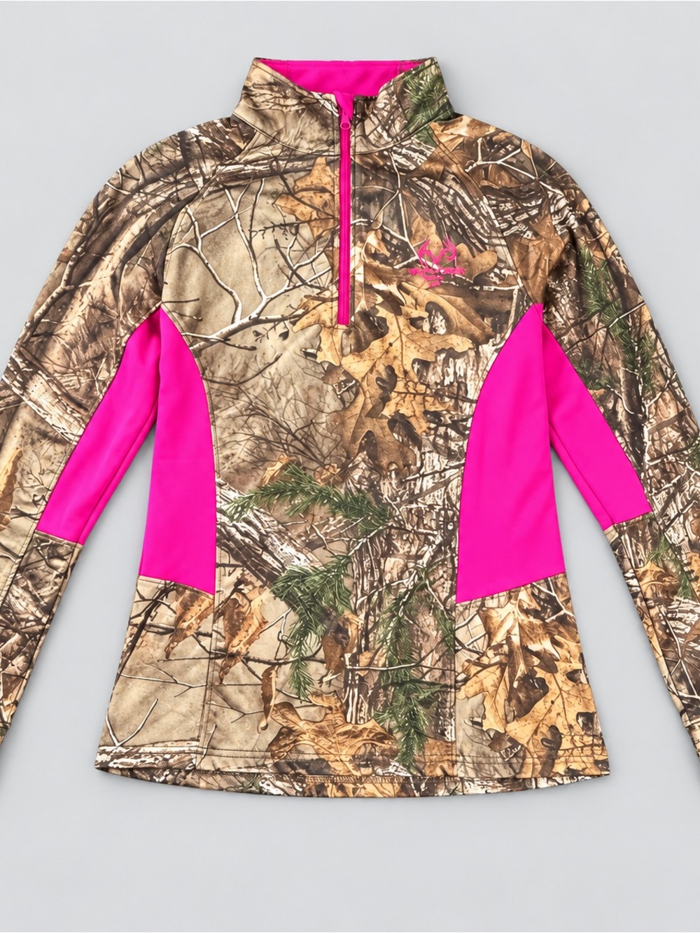 Realtree Xtra Women’s M Pink Camo Quarter Zip Hunting Performance Top